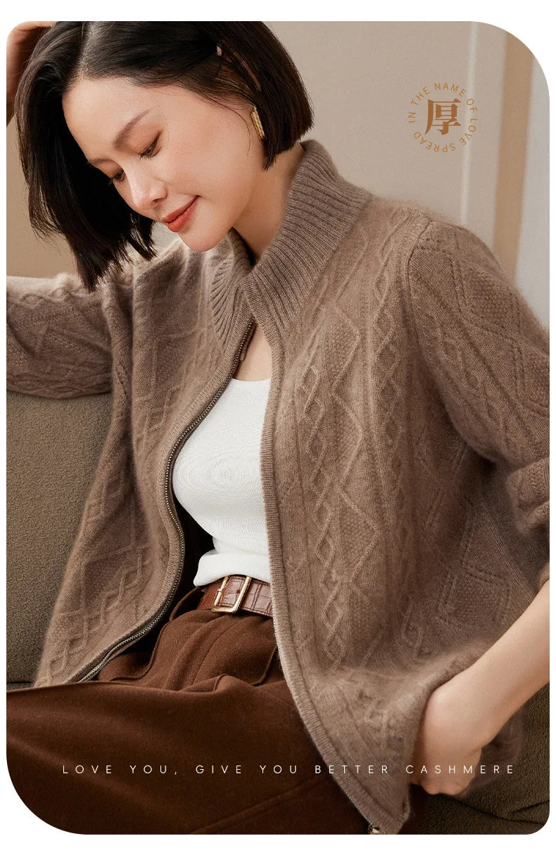 Cashmere Zipper Sweater Coat