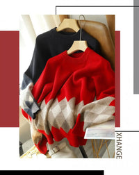 Round Neck Patchwork Pullover Sweater