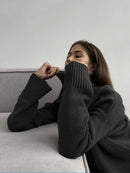 Turtle Neck Basic Knitted Split Pullover