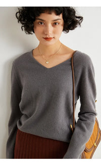 V-Neck 100% Cashmere Basic Jumper