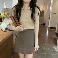Polo Lapel Wool Knit Cardigan