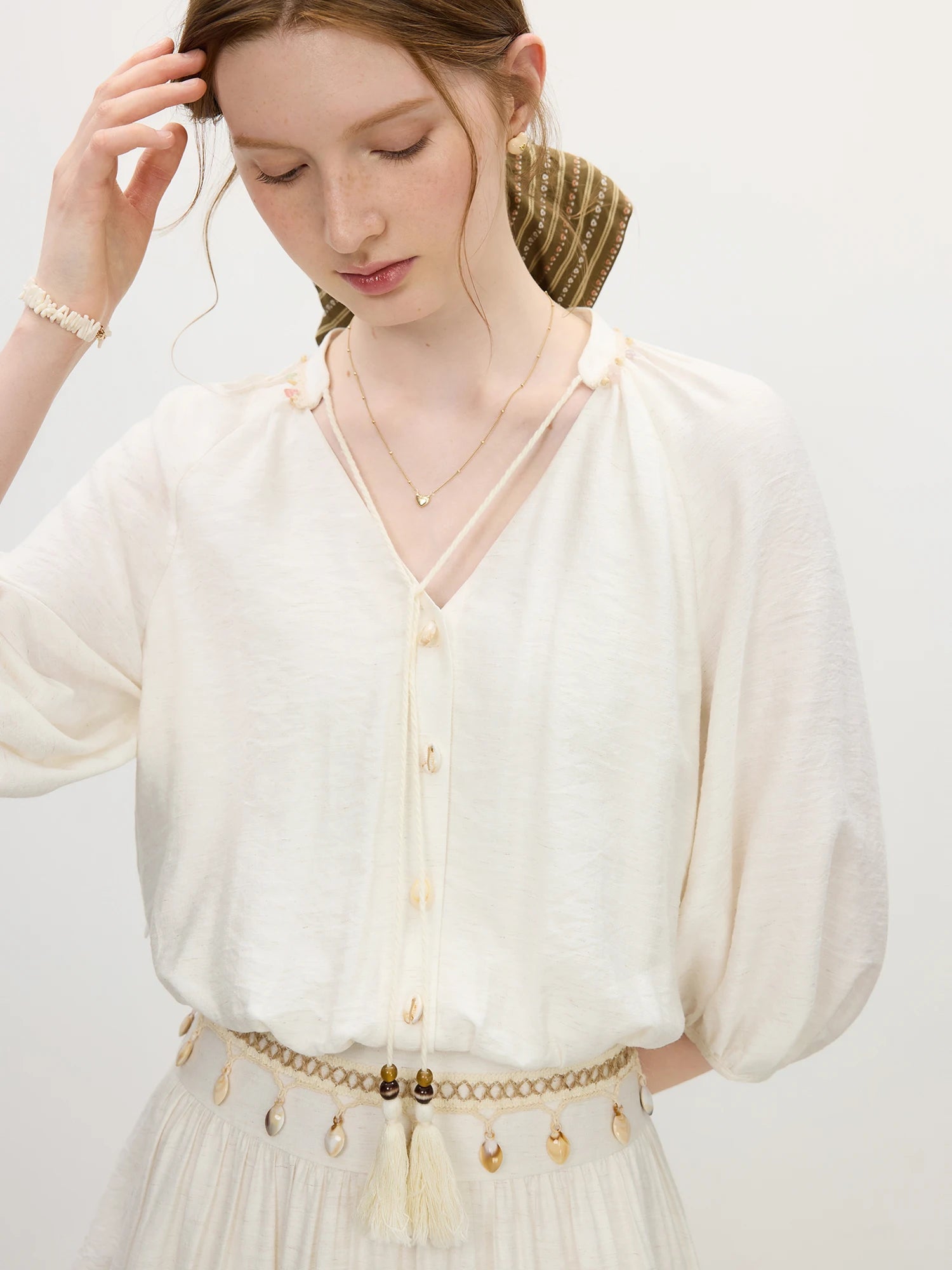 Lantern Sleeves V-neck Strappy Dress