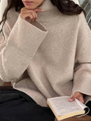 Turtle Neck Basic Knitted Split Pullover
