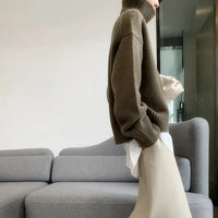 Loose High Neck Wool Pullover Sweater