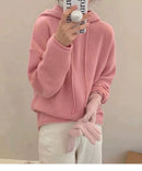 Solid 100% Cashmere Knitted Hoodie