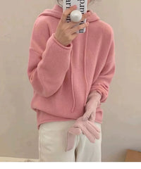 Solid 100% Cashmere Knitted Hoodie