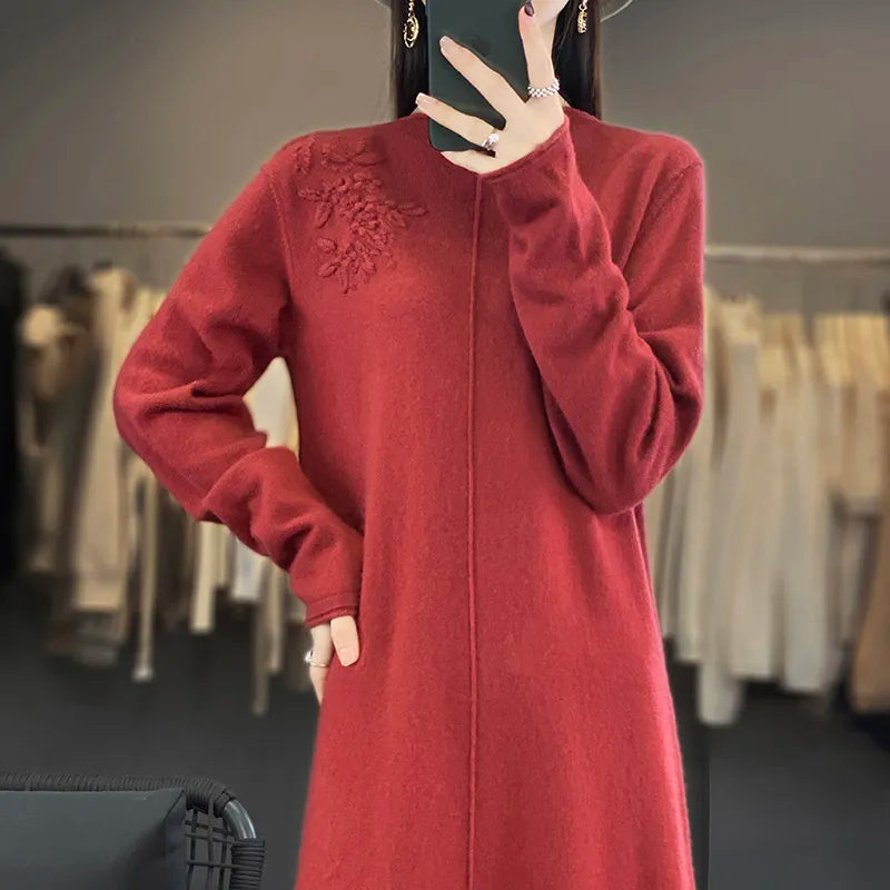 Cashmere and Wool Knitted Long Dress