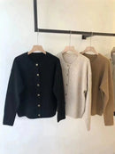 Round Neck 100% Cashmere Short Cardigan