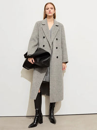 Minimalist Blazer Collar Woolen Long Coat