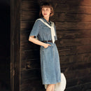 Waist-tightening High-end Long Denim Dress