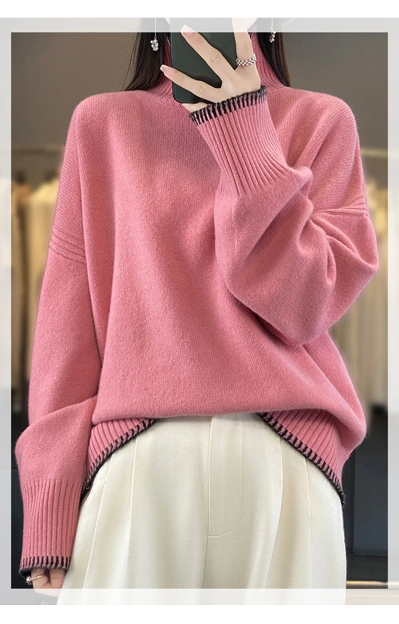 Oversized 100% Wool Turtleneck Sweater