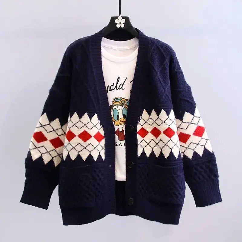 Vintage Plaid Single Breasted Cardigan