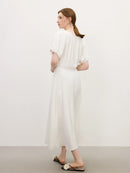 V-Neck Textured Sleeves Dress