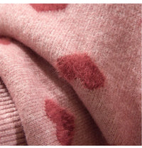 Pink Heart Winter Knitted Sweater