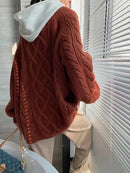Twisted Woolen Knit Round Neck Sweater