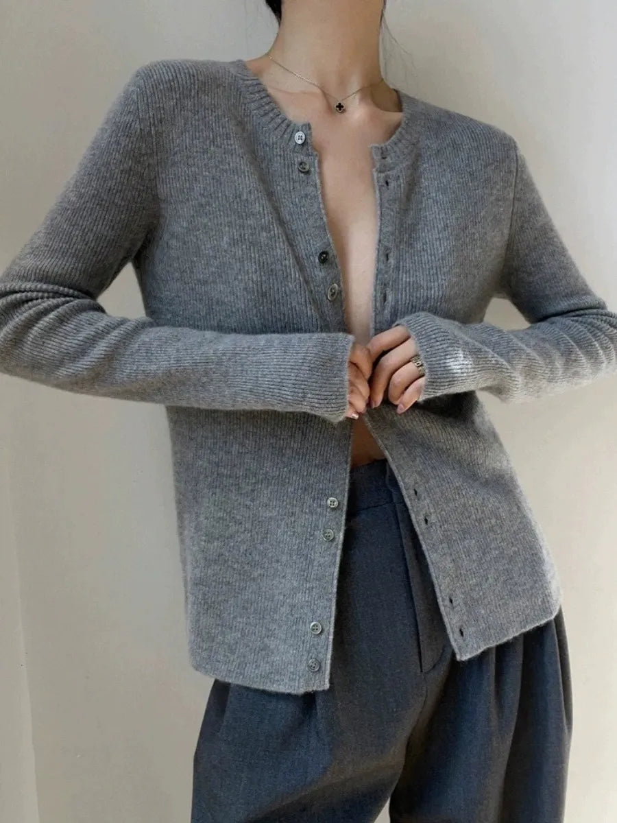Gentle Herd 100% Wool Round Neck Cardigan