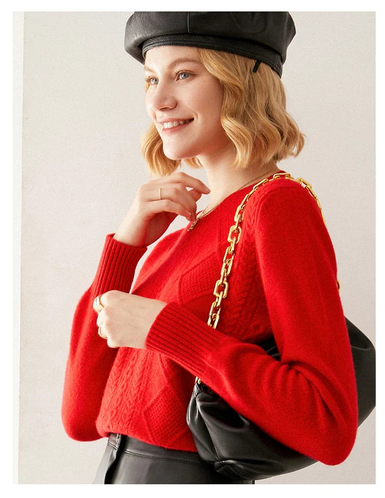 Round-Neck 100% Merino Wool Sweater