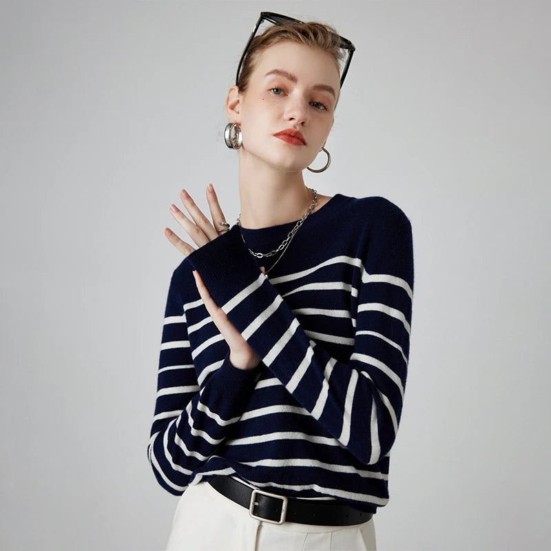 Striped Wool Pullover Sweater
