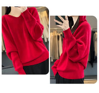 Hooded 100% Wool Knitted Sweater