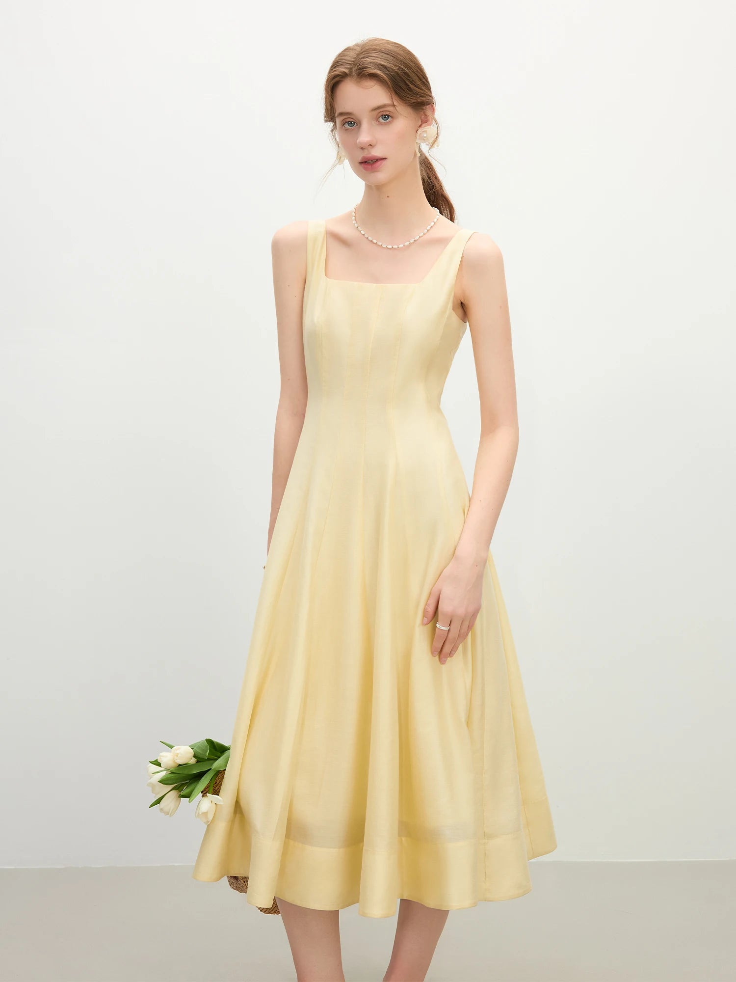 Three-dimensional Cutting High Waist Sleeveless Dress