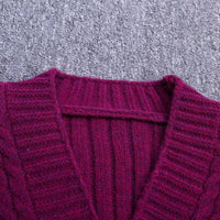 Twist Short V-Neck Single-breasted Knitted Cardigan