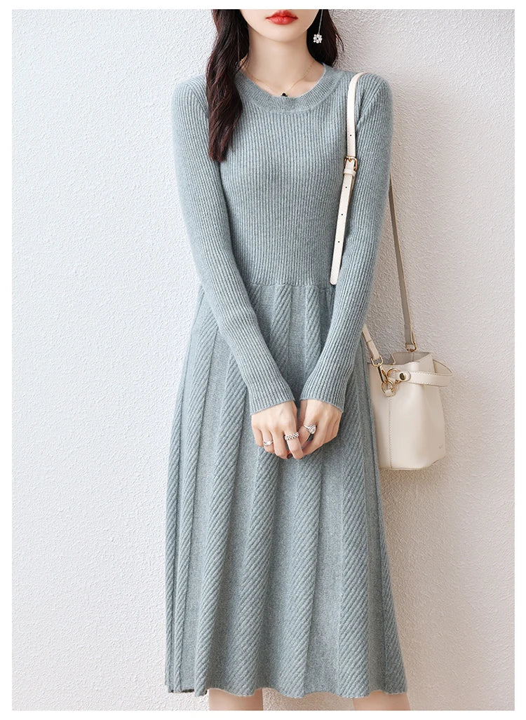Merino Wool Knitted Sweater Dress