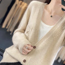 Crochet Merino Wool V-neck Cardigan