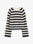 Chic Striped Rib-knit Pullover