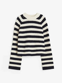 Chic Striped Rib-knit Pullover