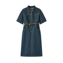 Waist-tightening High-end Long Denim Dress