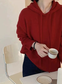 Solid 100% Cashmere Knitted Hoodie