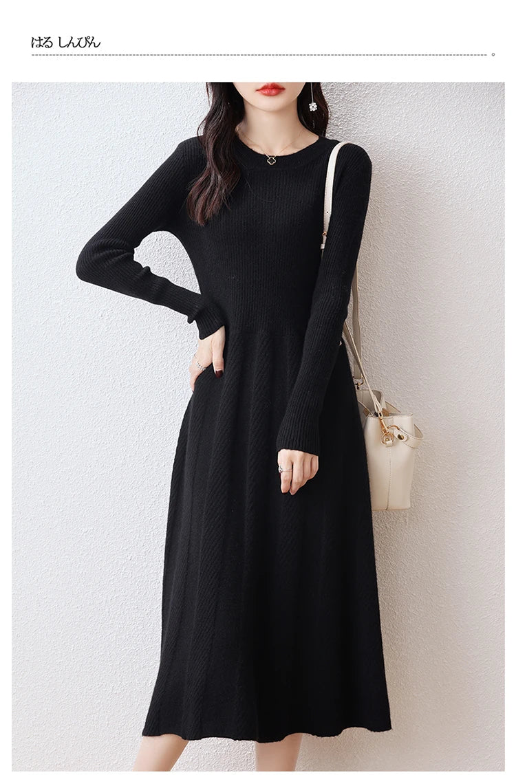 Merino Wool Knitted Sweater Dress