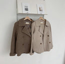 Turn Down Collar Double Breasted Short Wool Coat
