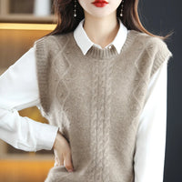 O-Neck 100% Wool Sweater Vest