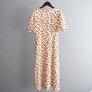 Floral Printed V-Neck Chiffon Dress