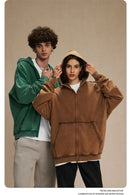 Distressed Washed Batik Retro Zipper Hoodies