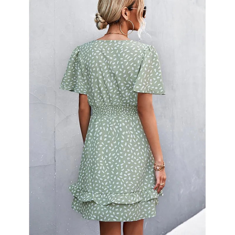 V-Neck Floral Mini Dress