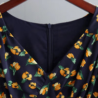 Floral Printed V-Neck Chiffon Dress