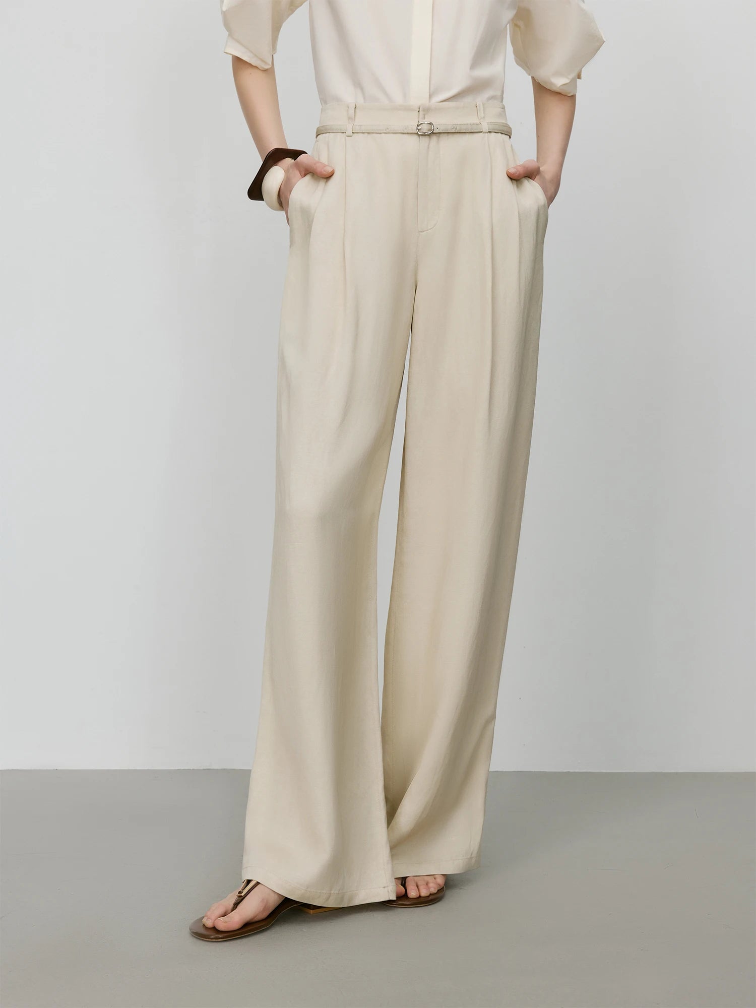 High Waist Linen Wide Leg Pants