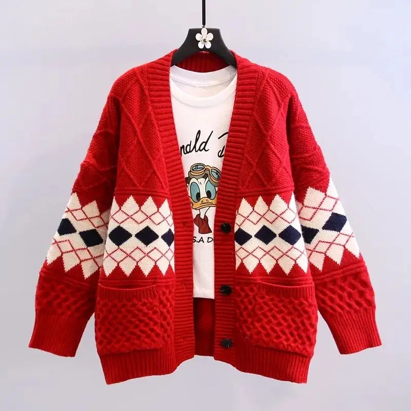 Vintage Plaid Single Breasted Cardigan