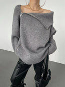 Oversize Asymmetrical Zip Knitted Sweater