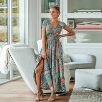 V-Neck Bohemia A-line Maxi Dress