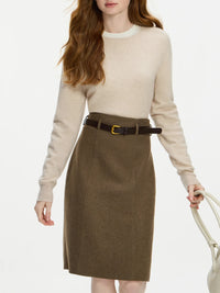 100% Wool Crew Neck Versatile Sweater