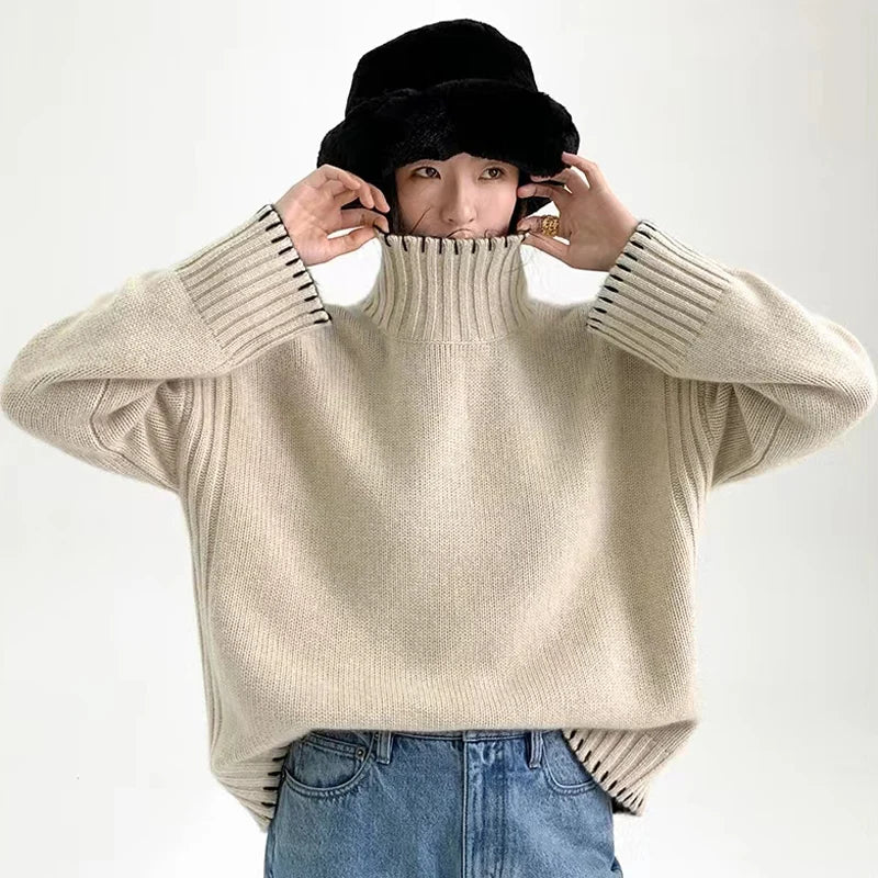 Oversized 100% Wool Turtleneck Sweater