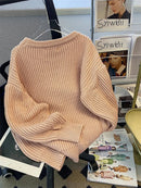 Round-Neck Oversized Knitted Pullover