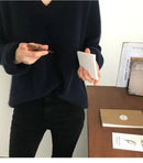 Gentle Herd Slouchy V-neck Wool Sweater