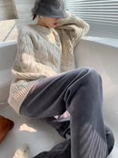 Twisted Woolen Knit Round Neck Sweater