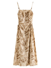 Pleated Floral Long Slimming Skirt