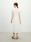 High Waist Round Neck Tie-Waist Cap Sleeve Dress