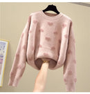 Pink Heart Winter Knitted Sweater
